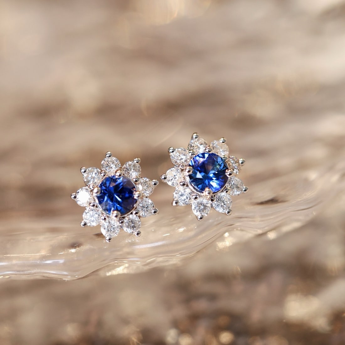 14k Gold 1.19 Ctw Natural Sapphire & Diamond Earrings - 6
