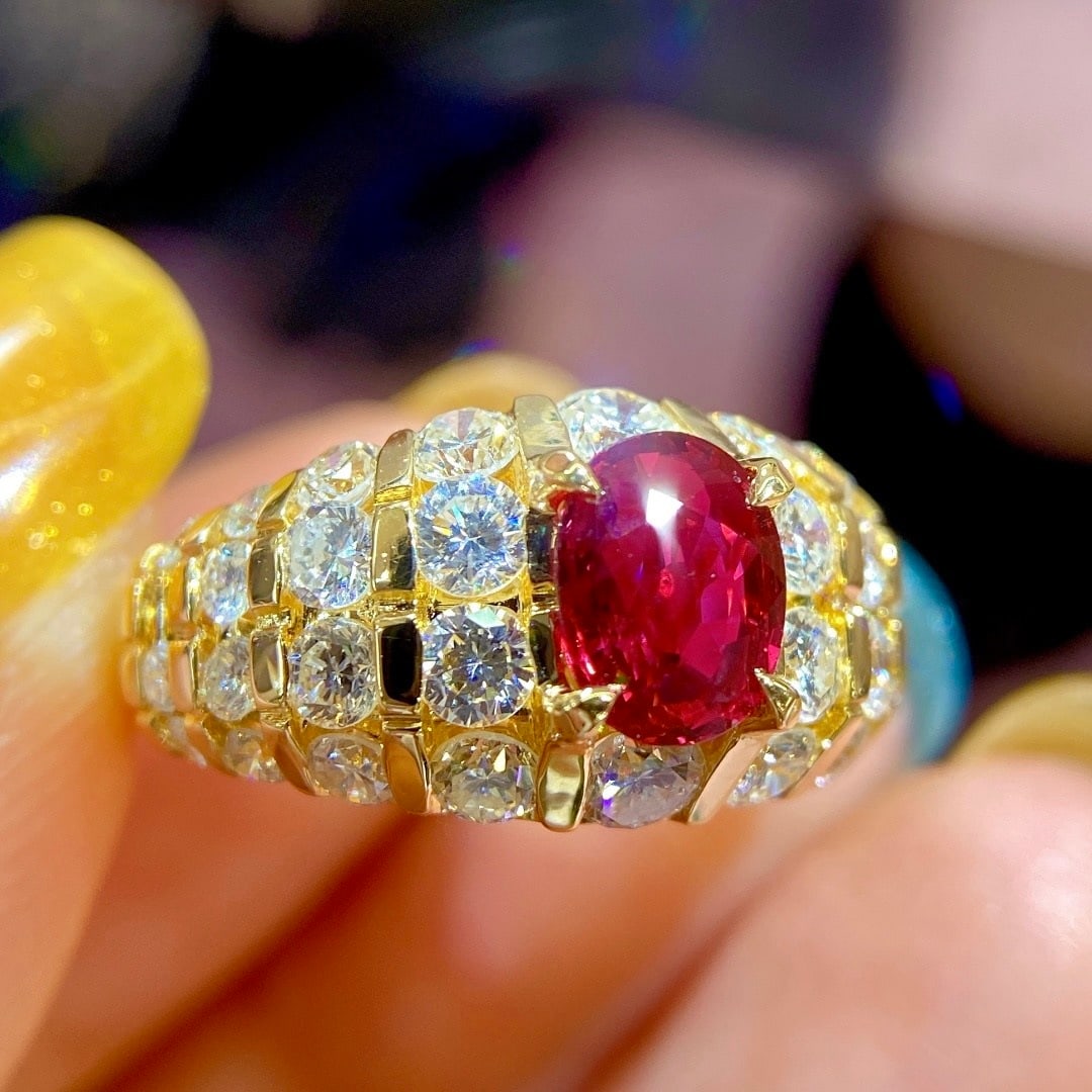 14k Gold 3.03 Ctw Natural Ruby & Diamond Ring (1 of 8)