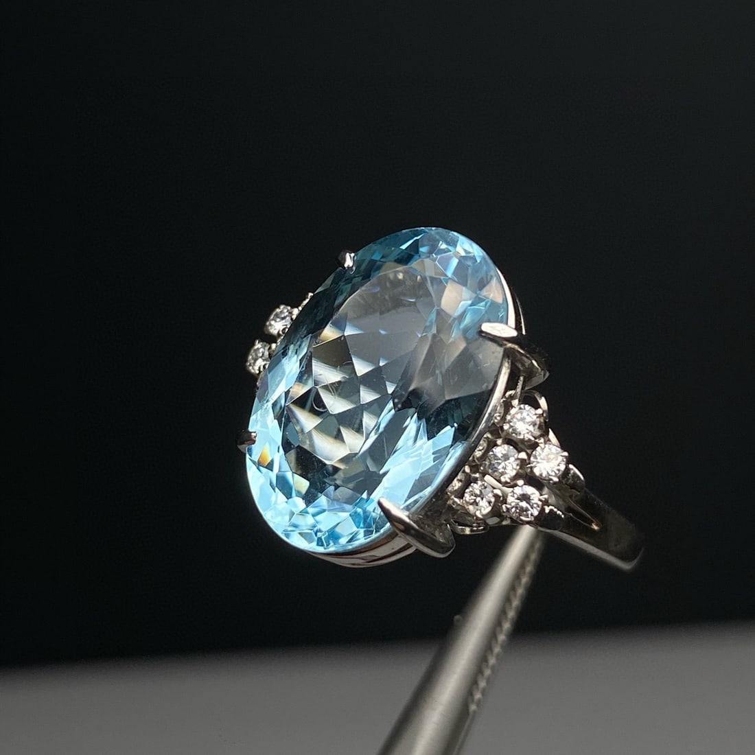14k Gold 9.55 Ctw Natural Aquamarine & Diamond Ring - 3