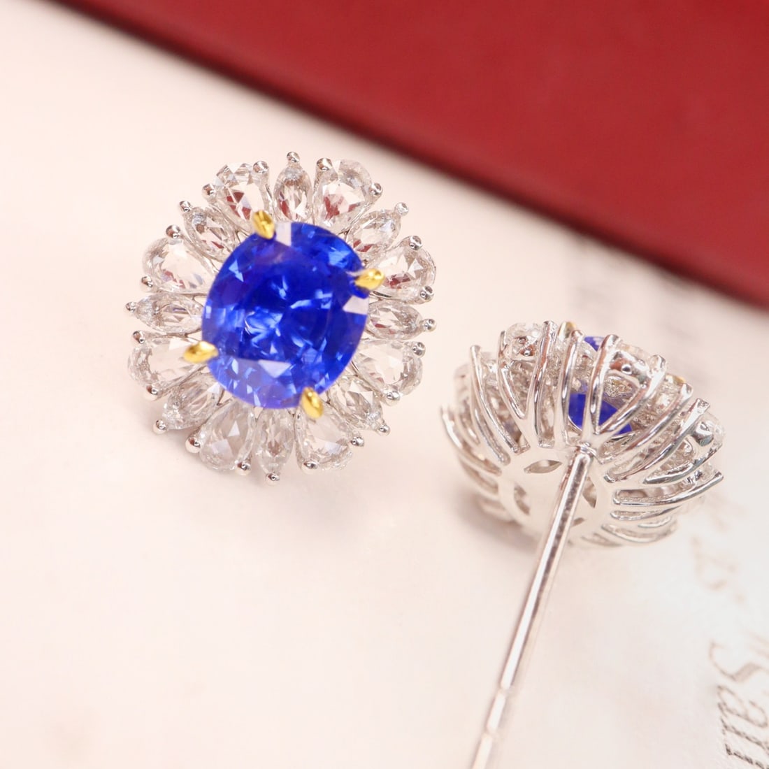 14k Gold 2.51 Ctw Natural Sapphire & Sapphire Earrings - 2