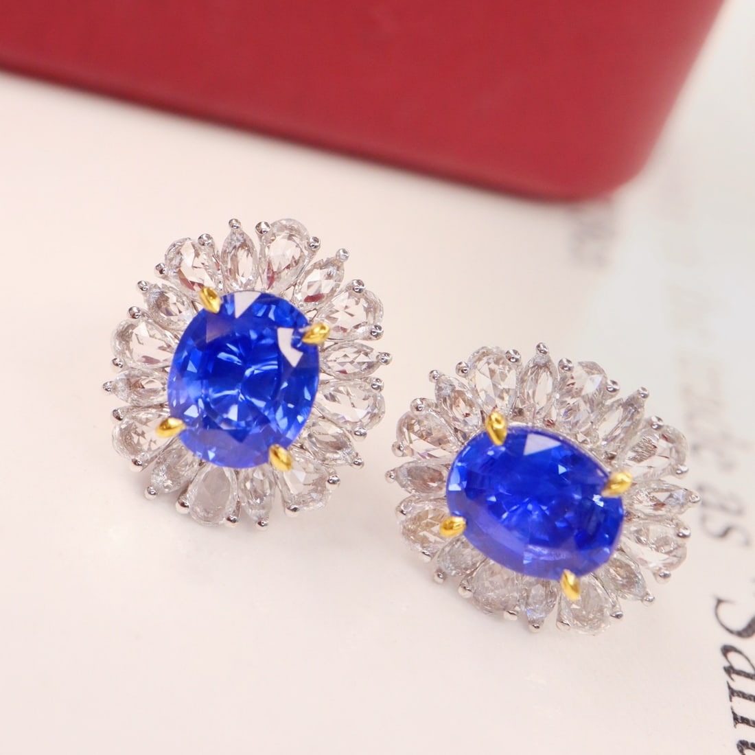 14k Gold 2.51 Ctw Natural Sapphire & Sapphire Earrings - 3