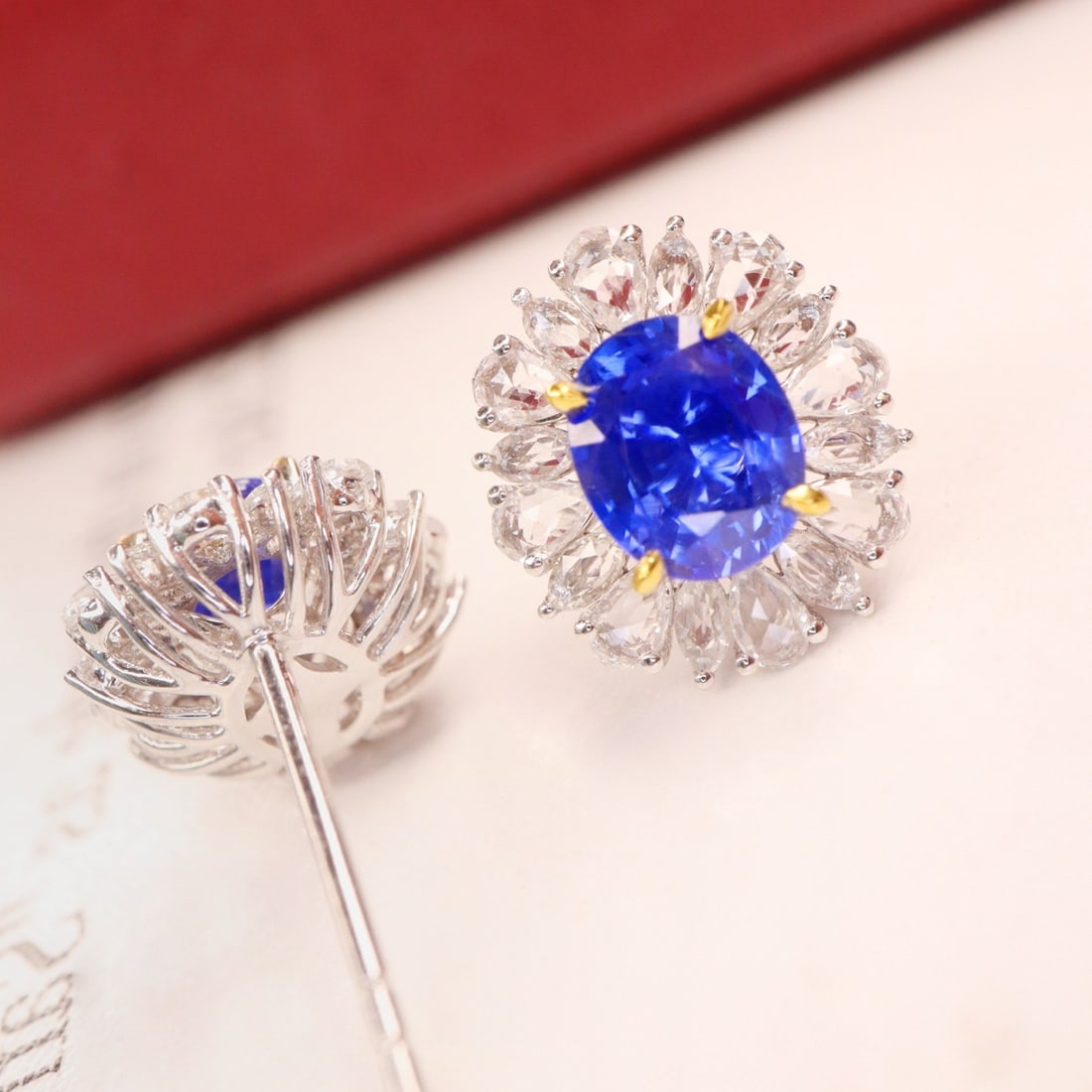 14k Gold 2.51 Ctw Natural Sapphire & Sapphire Earrings - 4