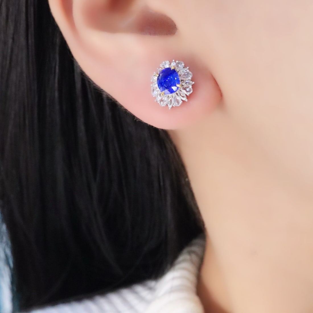 14k Gold 2.51 Ctw Natural Sapphire & Sapphire Earrings - 5