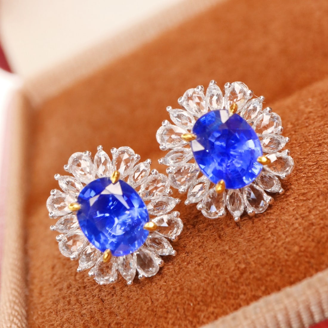 14k Gold 2.51 Ctw Natural Sapphire & Sapphire Earrings - 6