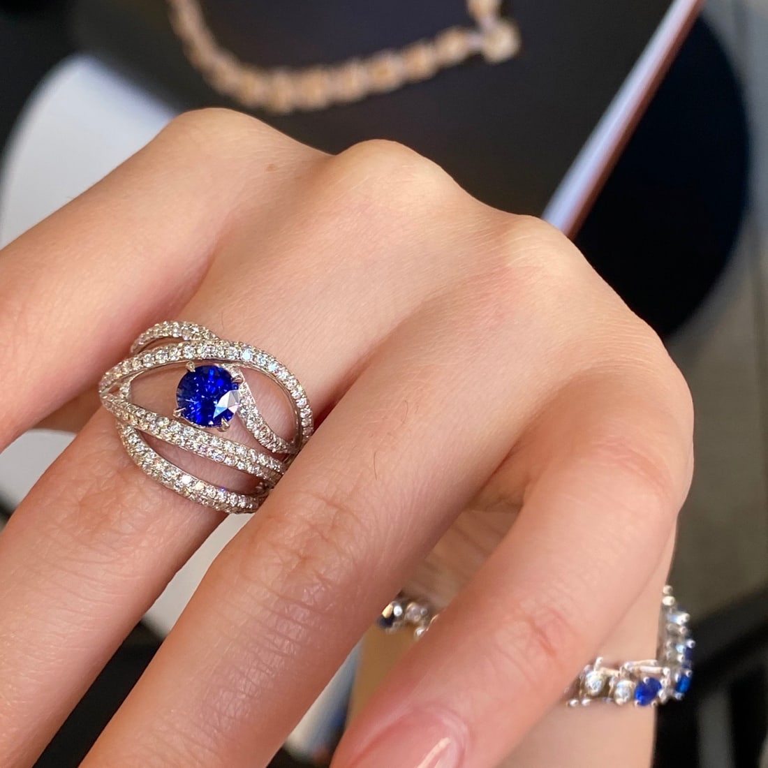 14k Gold 2.12 Ctw Natural Sapphire & Diamond Ring - 2