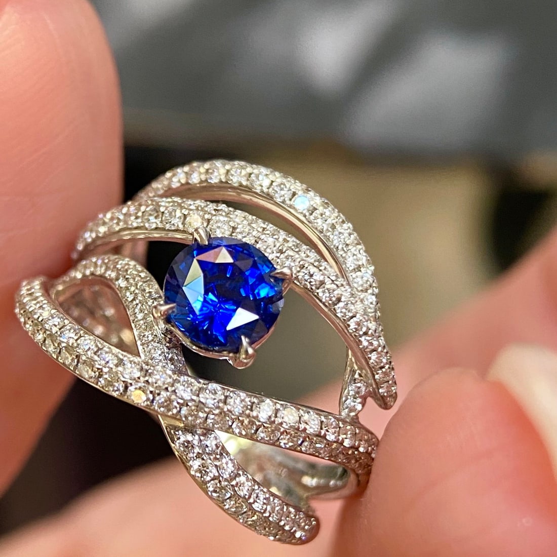 14k Gold 2.12 Ctw Natural Sapphire & Diamond Ring - 3