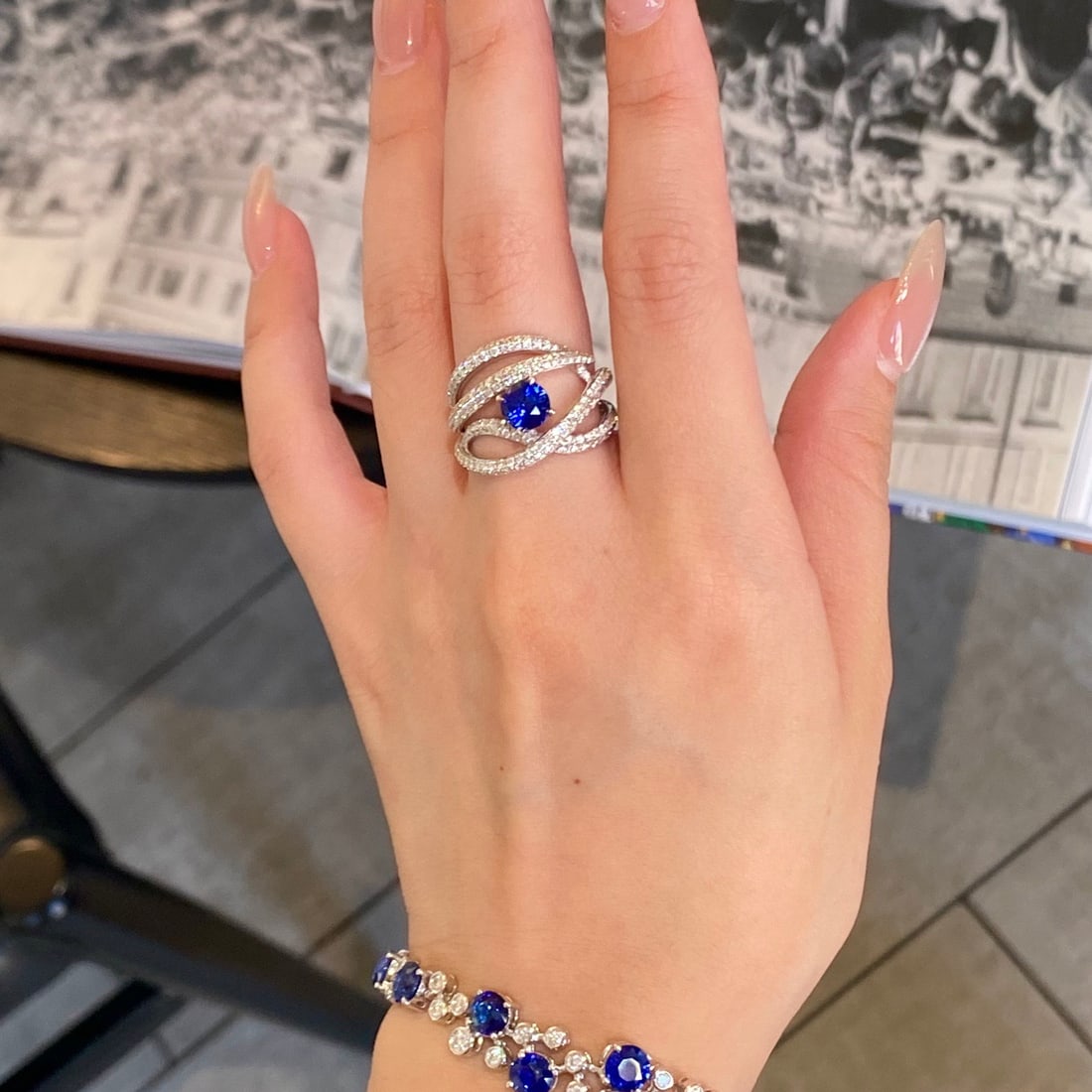 14k Gold 2.12 Ctw Natural Sapphire & Diamond Ring - 6
