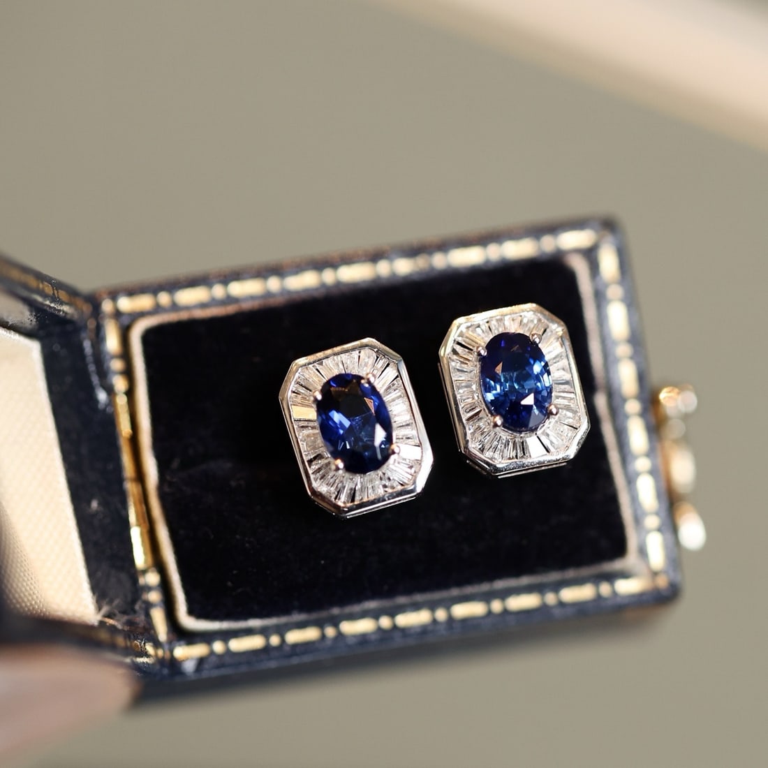 14k Gold 1.26 Ctw Natural Sapphire & Diamond Earrings - 2