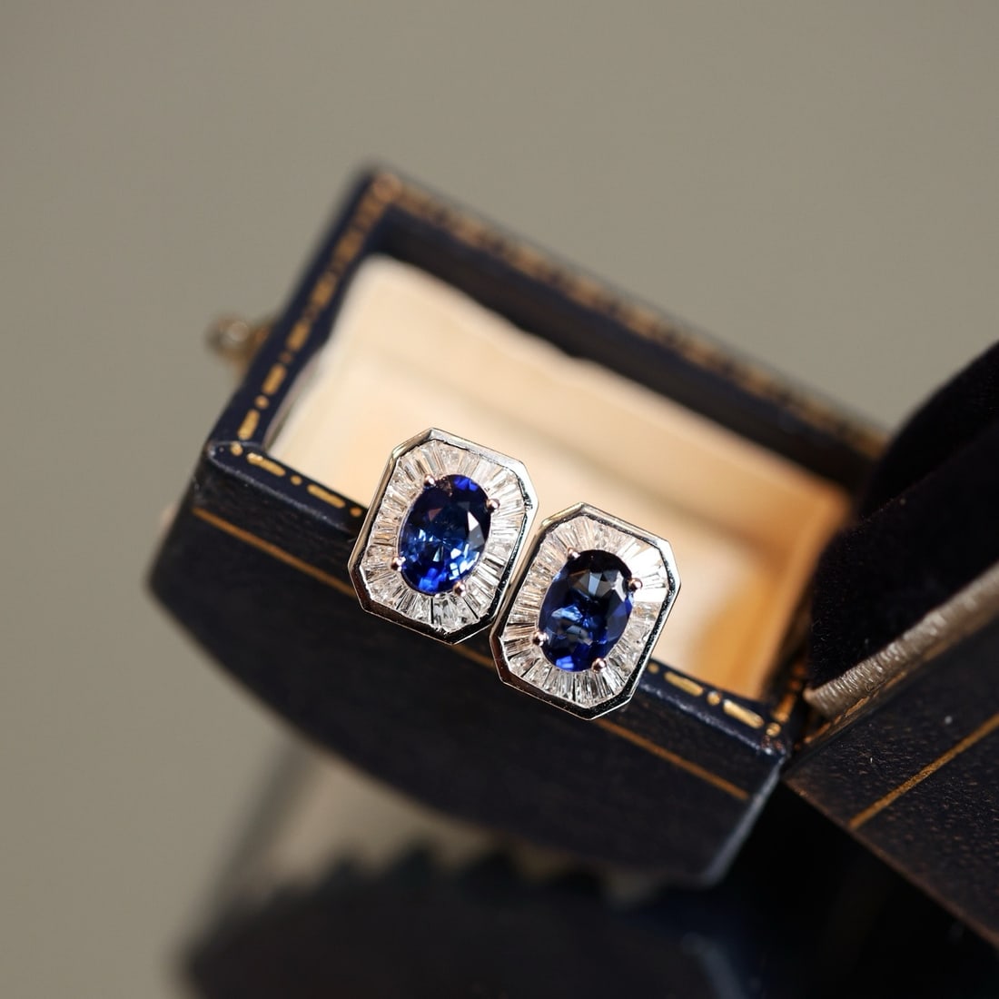 14k Gold 1.26 Ctw Natural Sapphire & Diamond Earrings - 3