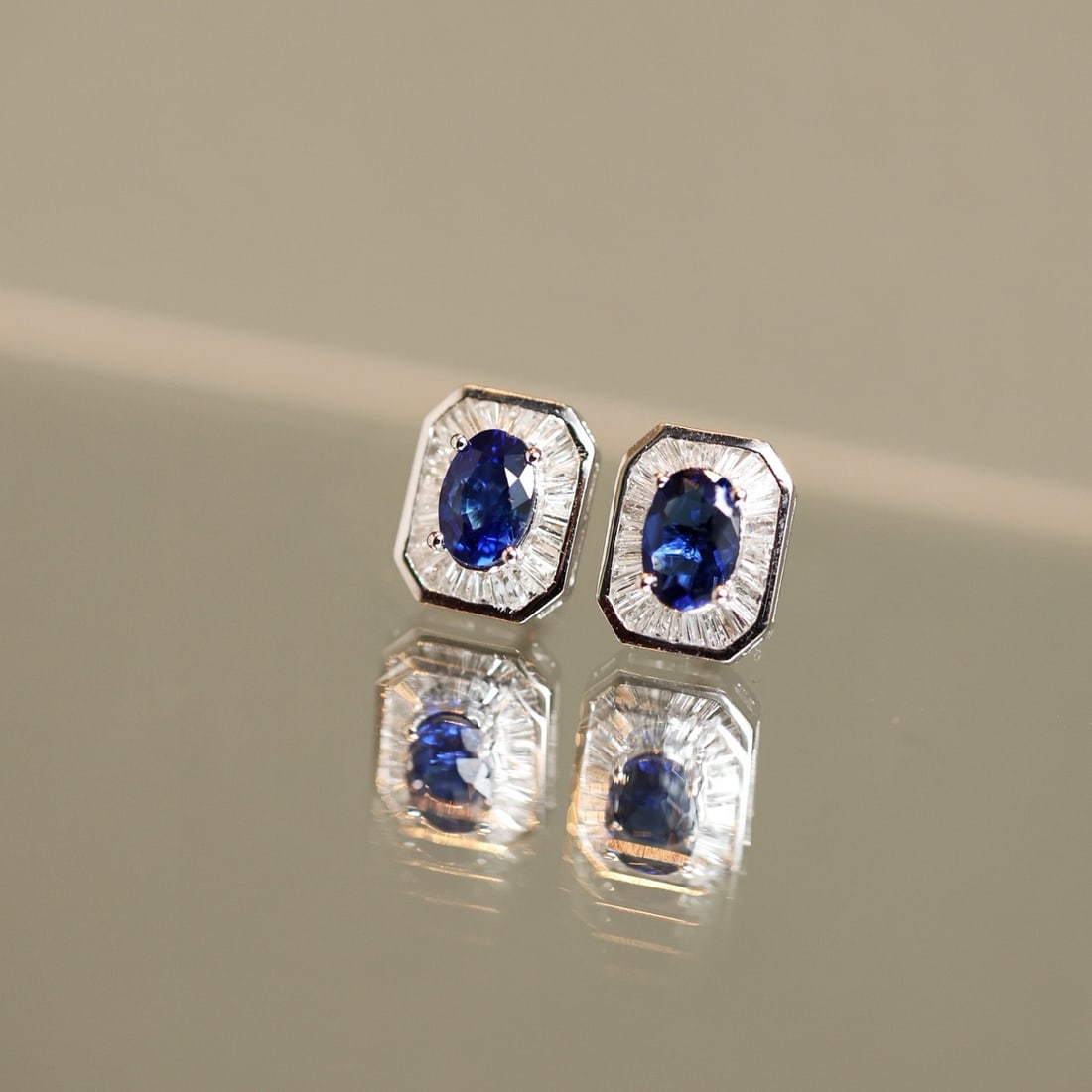 14k Gold 1.26 Ctw Natural Sapphire & Diamond Earrings - 4