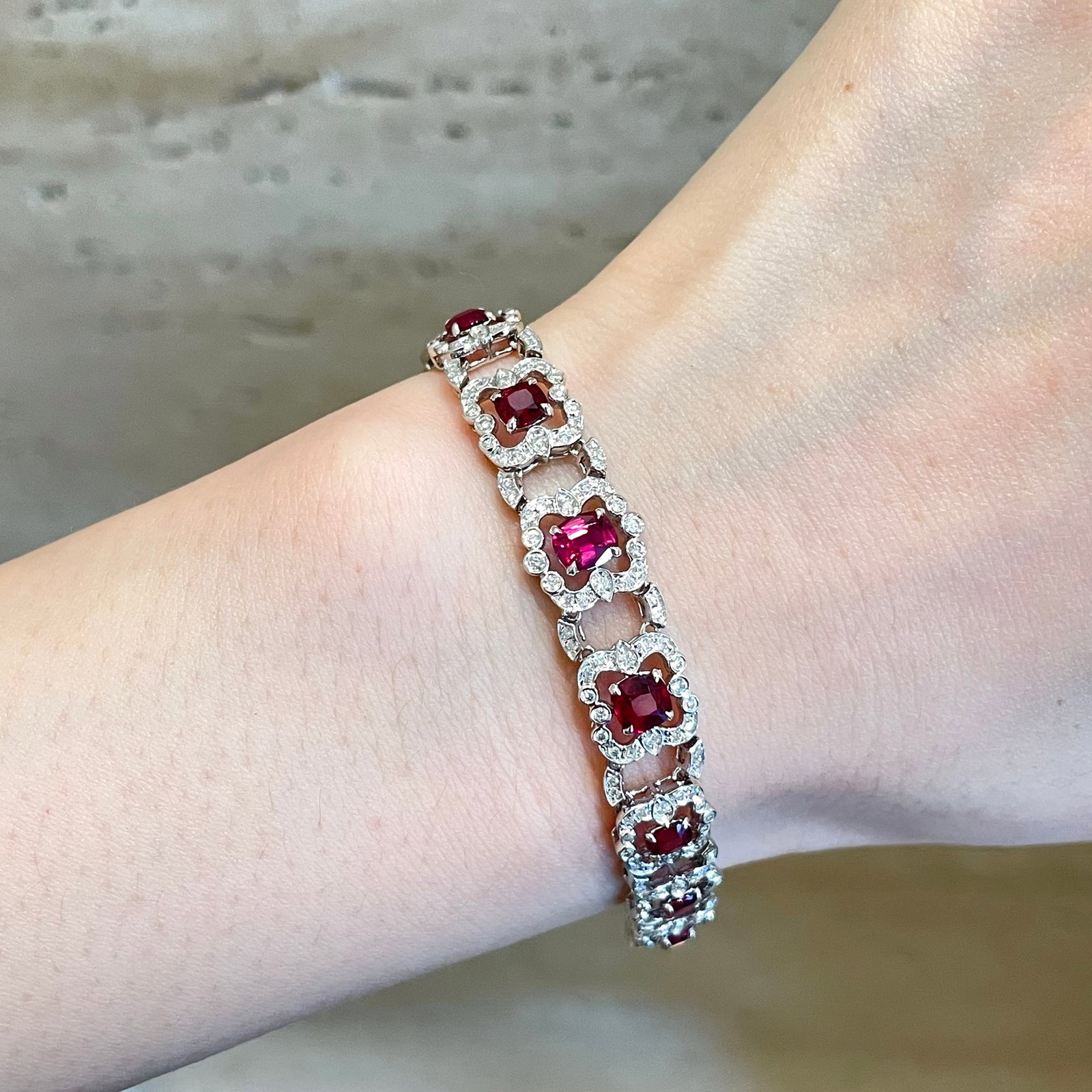 14k Gold 2.76 Ct Natural Ruby & Diamond Bracelet - 2