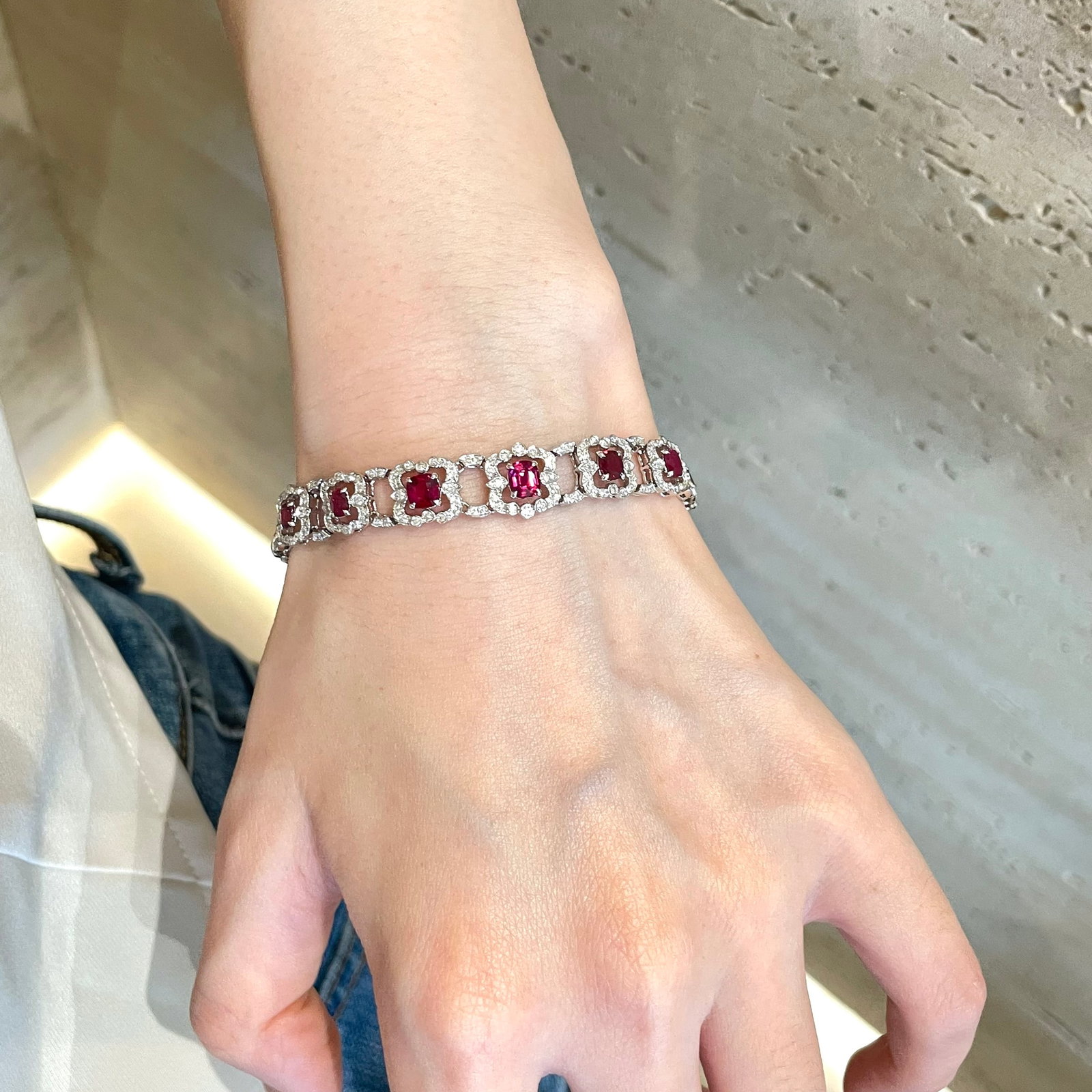 14k Gold 2.76 Ct Natural Ruby & Diamond Bracelet - 3