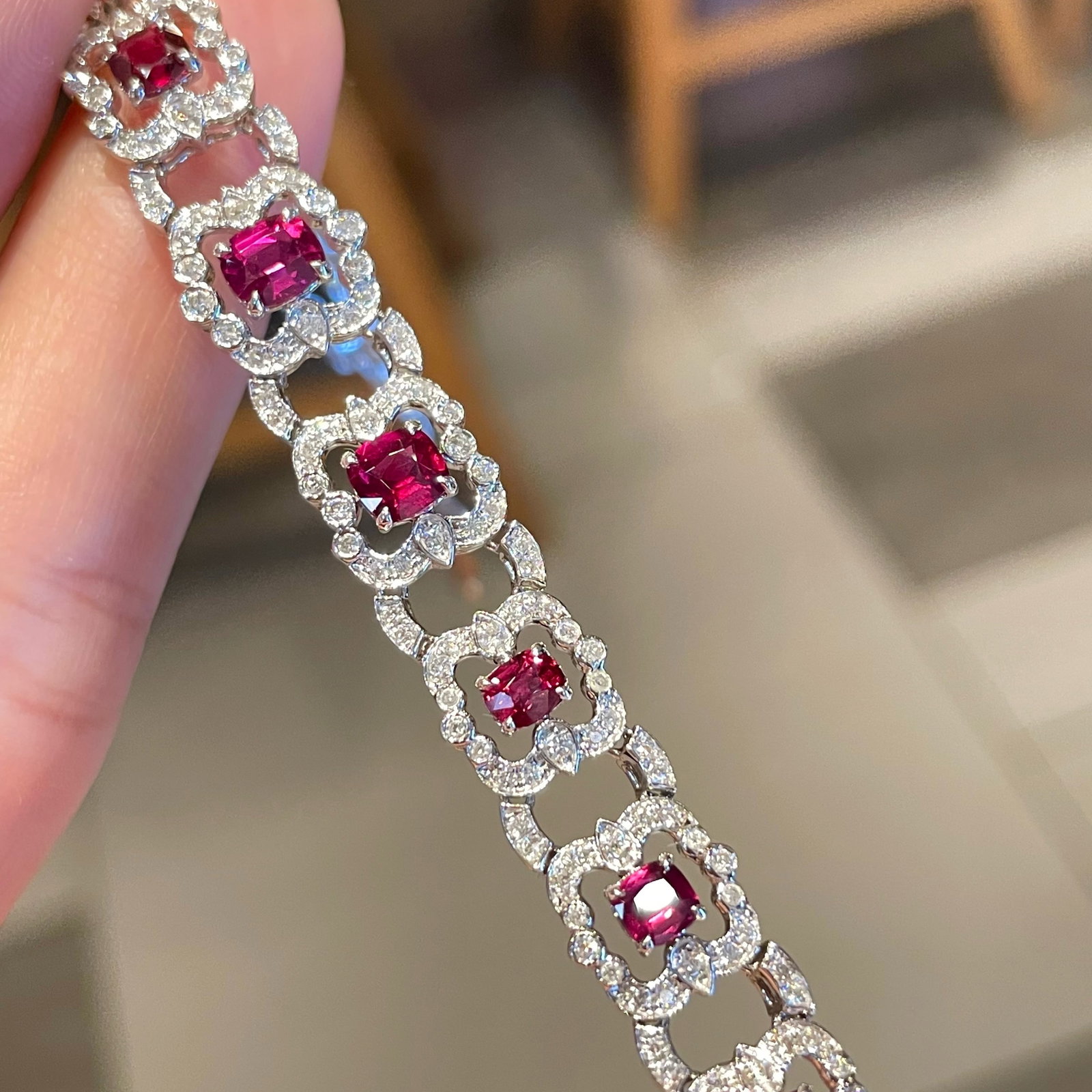 14k Gold 2.76 Ct Natural Ruby & Diamond Bracelet - 5