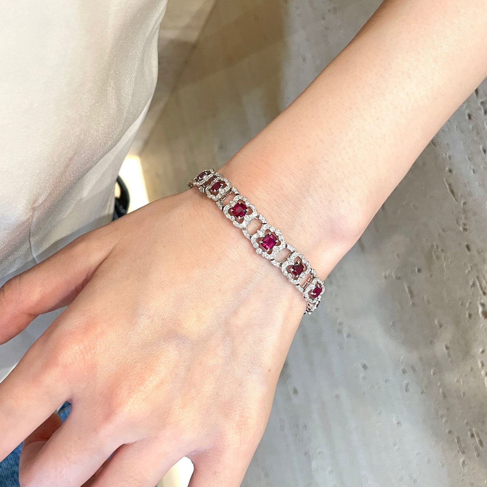 14k Gold 2.76 Ct Natural Ruby & Diamond Bracelet - 6