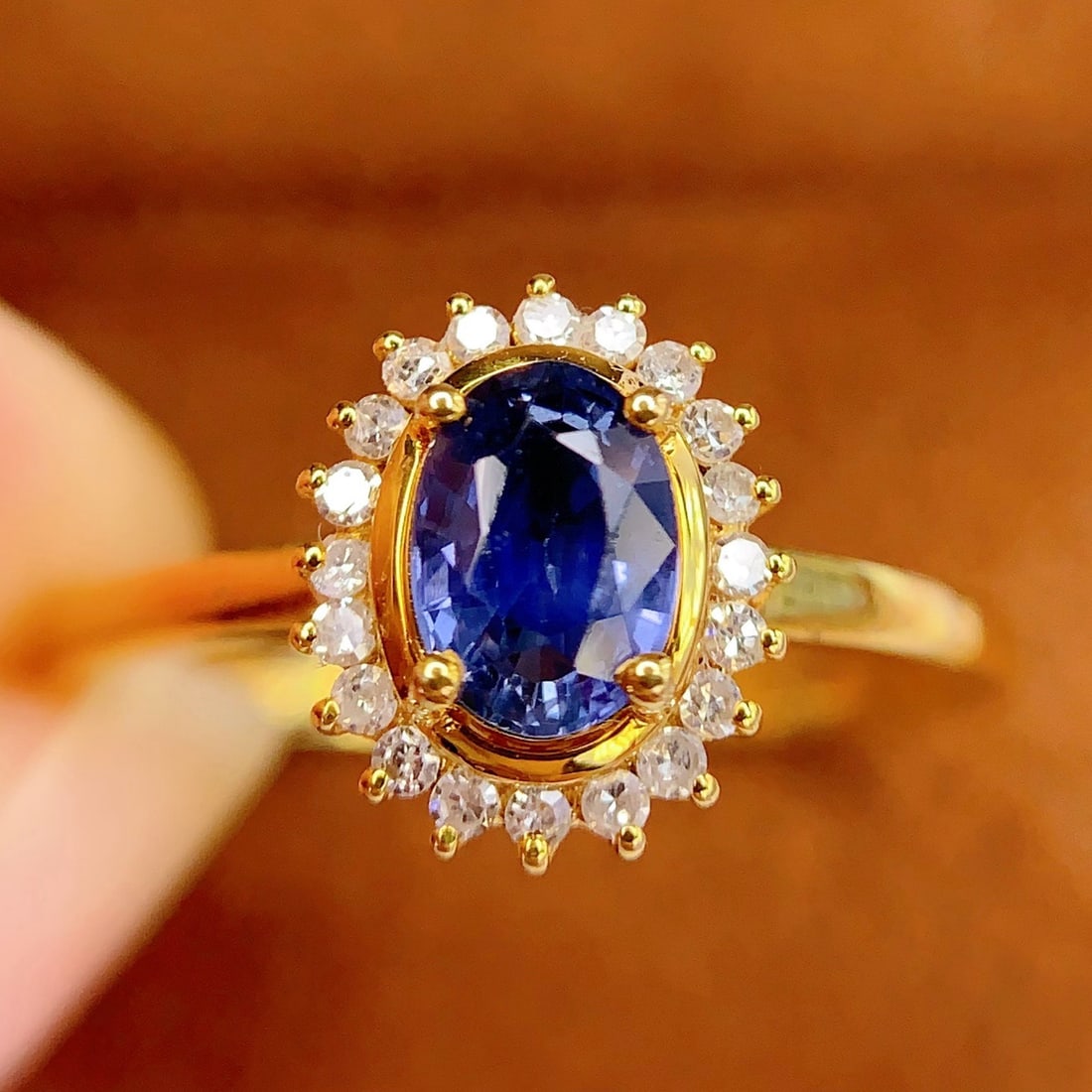 14k Gold 0.8 Ct Natural Sapphire & Diamond Ring - 5