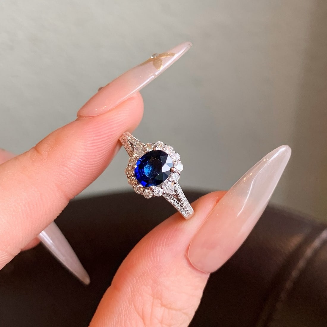 14k Gold 1.54 Ctw Natural Sapphire & Diamond Ring - 6