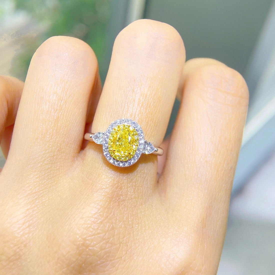 Gia Certified 14k Gold 1.31 Ctw Natural Yellow Diamond & Diamond Ring - 3