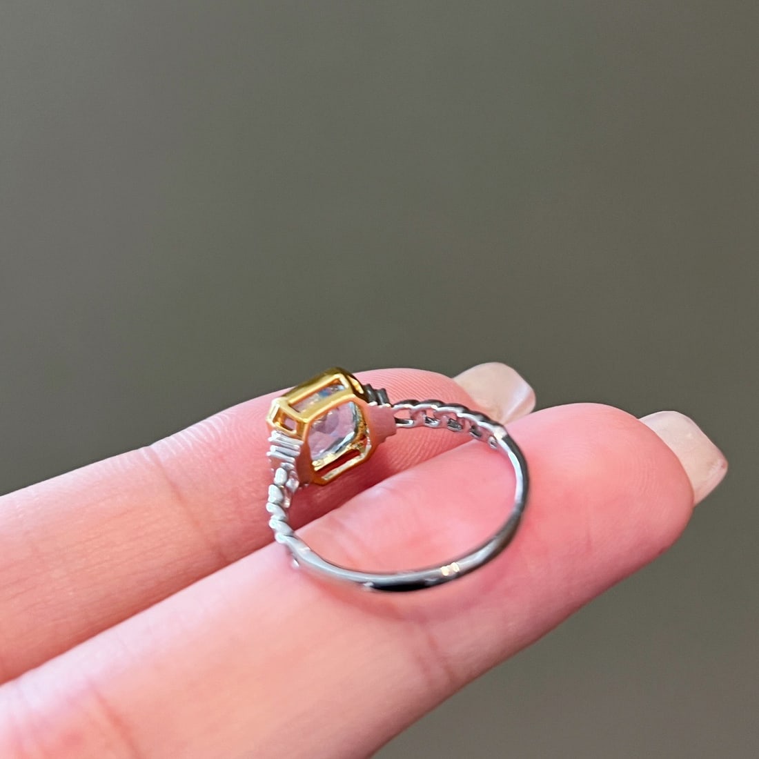 14k Gold 1 Ct Natural Aquamarine & Diamond Ring - 2