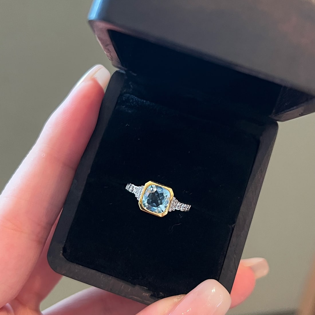 14k Gold 1 Ct Natural Aquamarine & Diamond Ring - 6