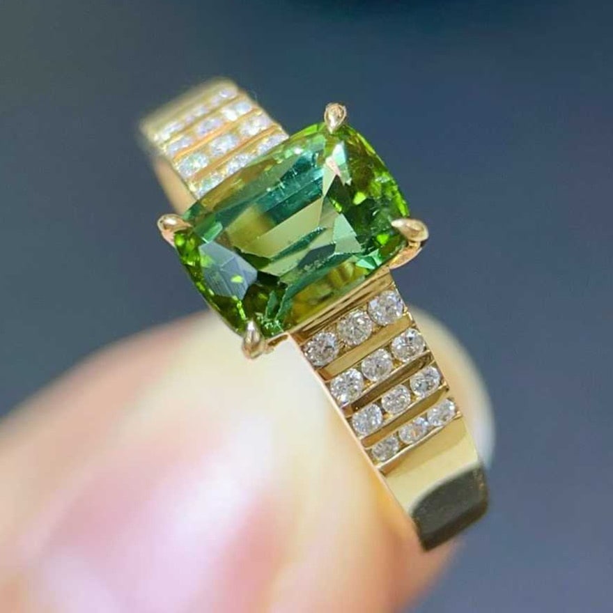 14k Gold 1.74 Ctw Natural Tourmaline & Diamond Ring - 2