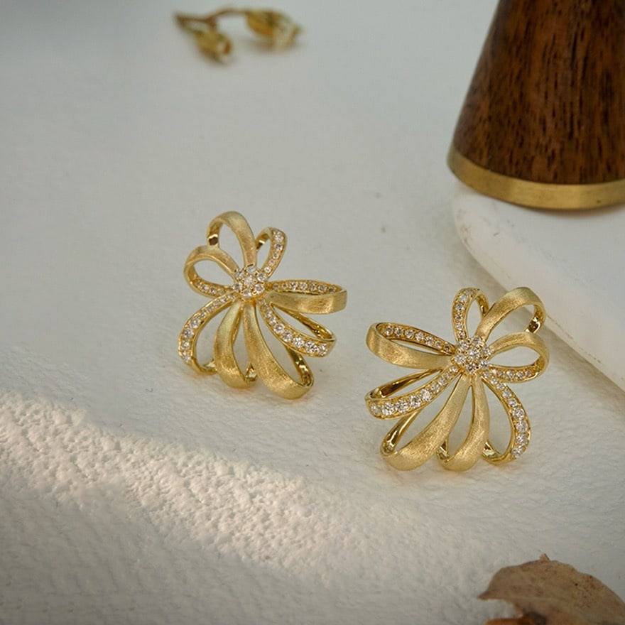 14k Gold 0.35 Ct Natural H Diamond Earrings - 4