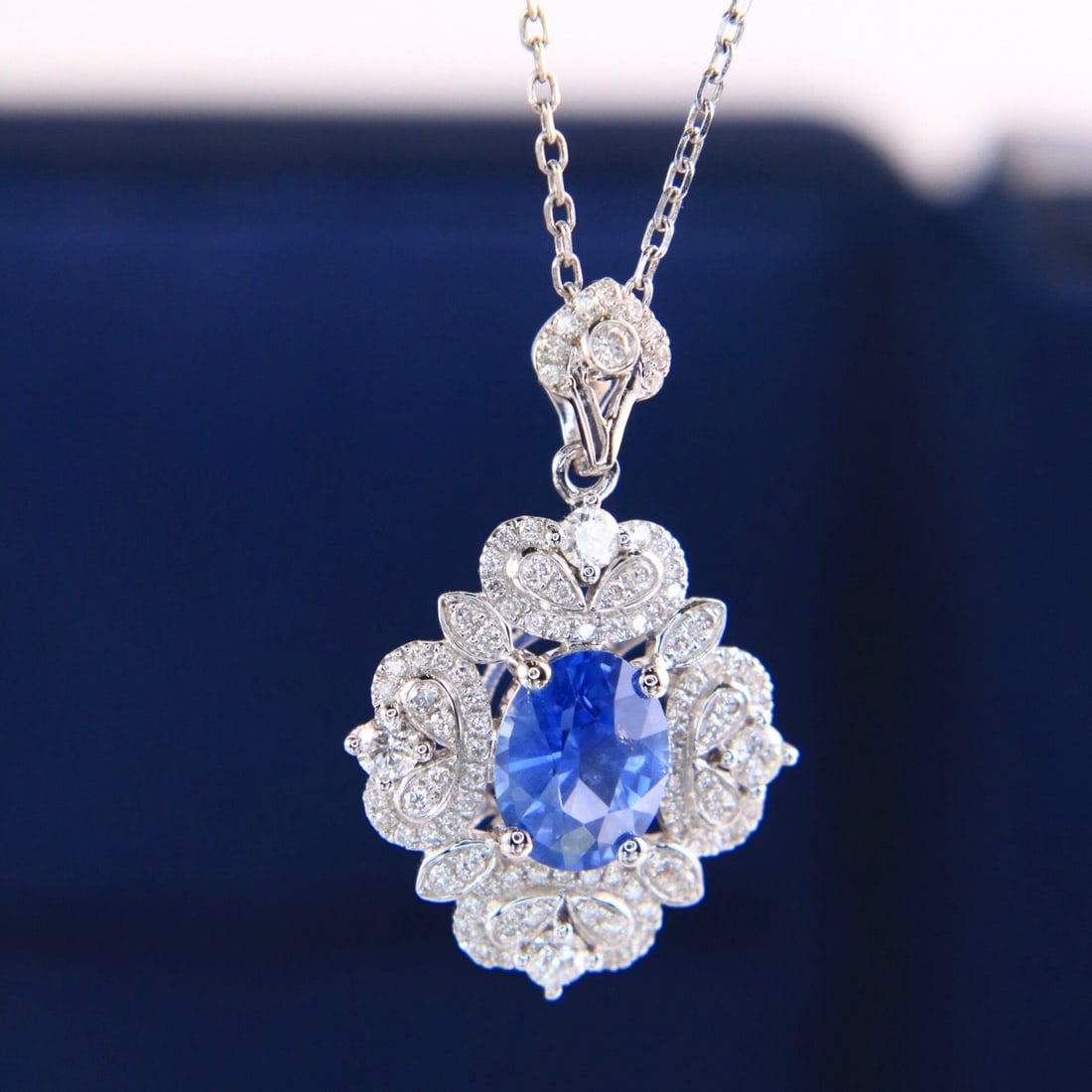 14k Gold 2.04 Ctw Natural Sapphire & Diamond Necklace - 3