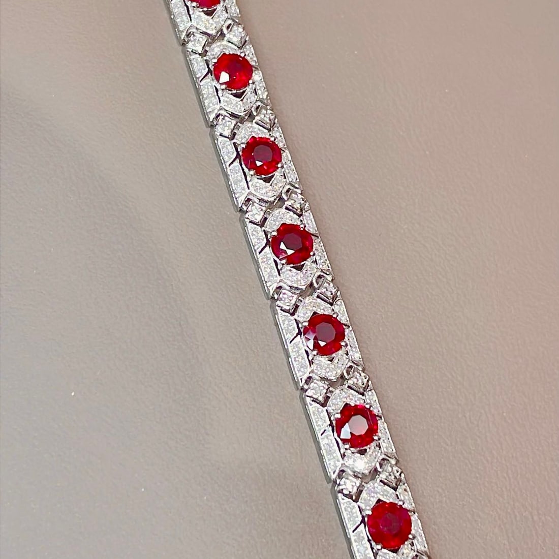 14k Gold 6.10 Ctw Natural Ruby & Diamond Bracelet - 2