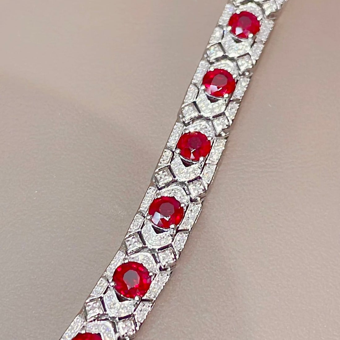 14k Gold 6.10 Ctw Natural Ruby & Diamond Bracelet - 4
