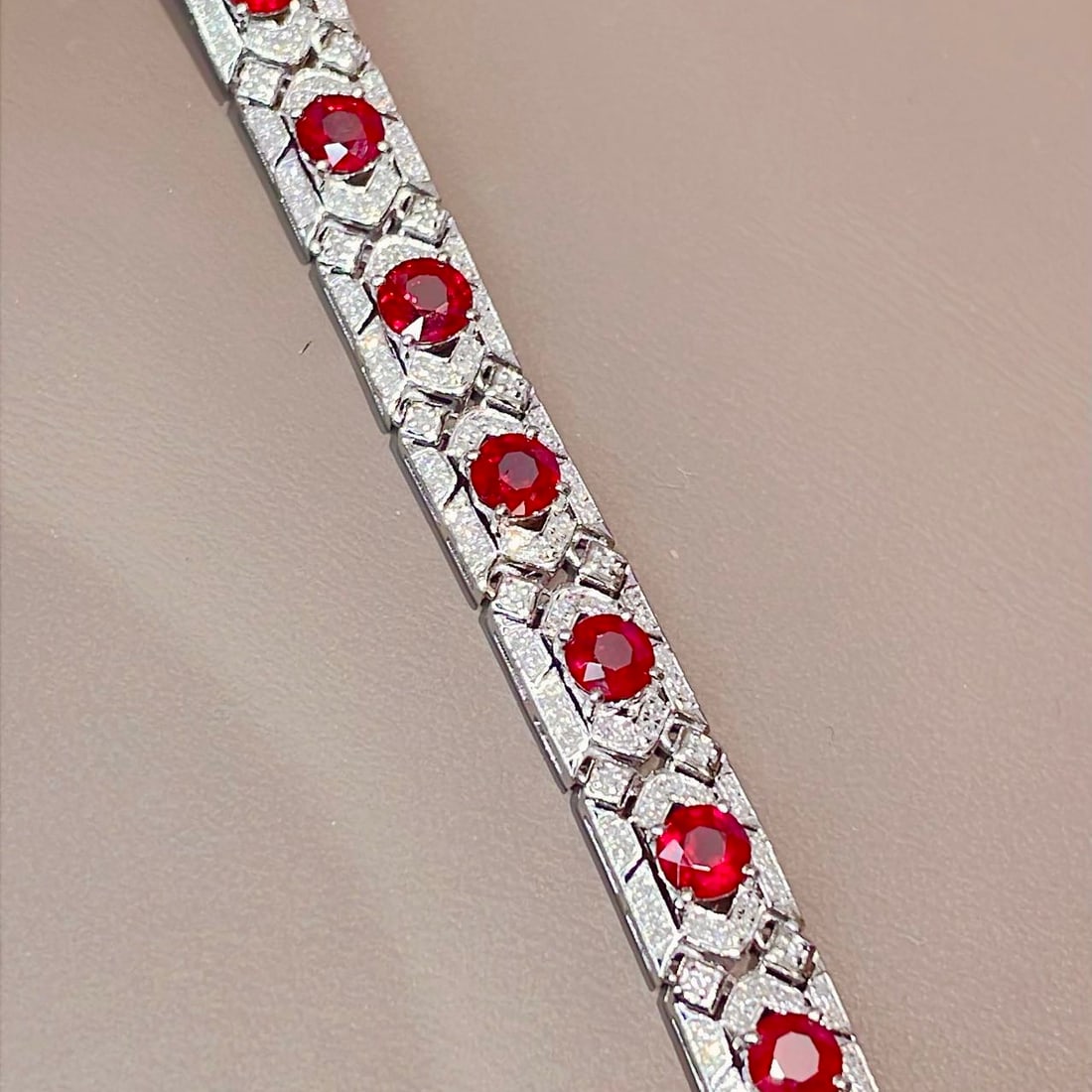 14k Gold 6.10 Ctw Natural Ruby & Diamond Bracelet - 5