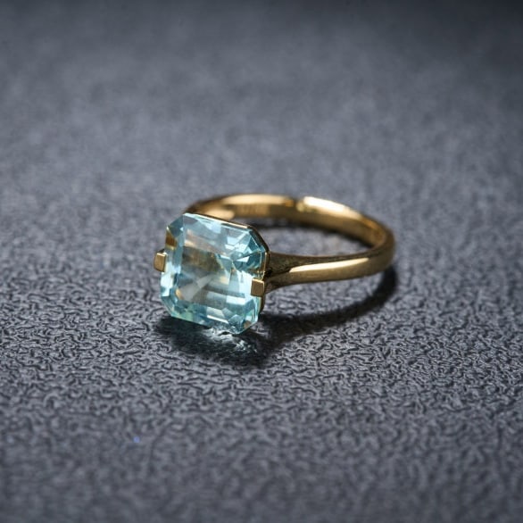 14k Gold 3.95 Ct Natural Aquamarine Ring - 2