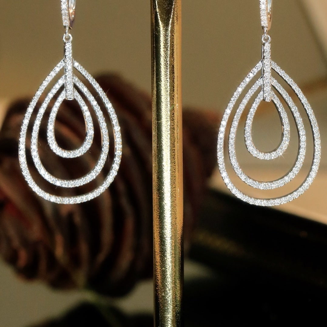 14k Gold 1.1 Ct Natural H Diamond Earrings - 2