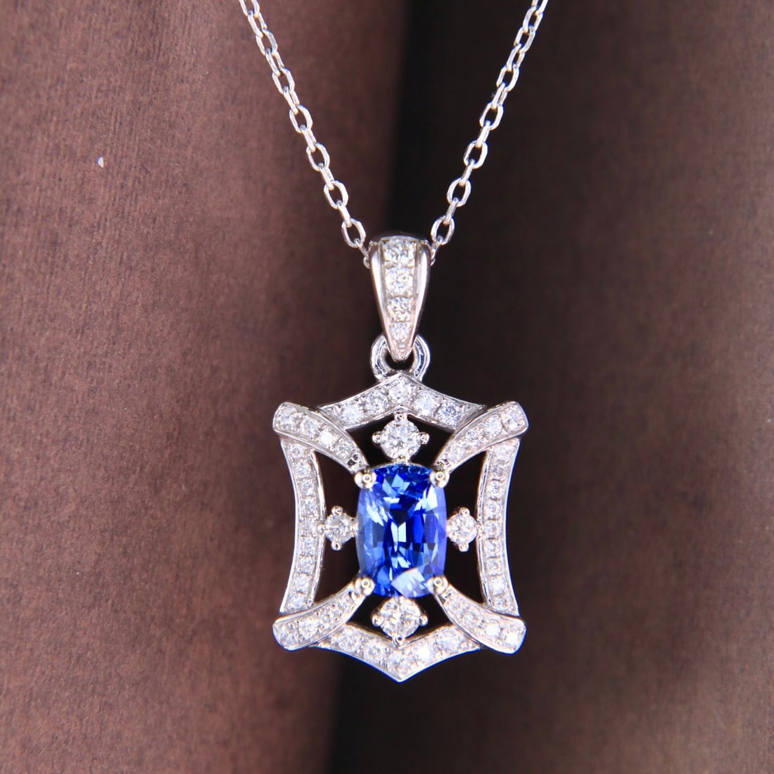 14k Gold 1.33 Ctw Natural Sapphire & Diamond Necklace - 7