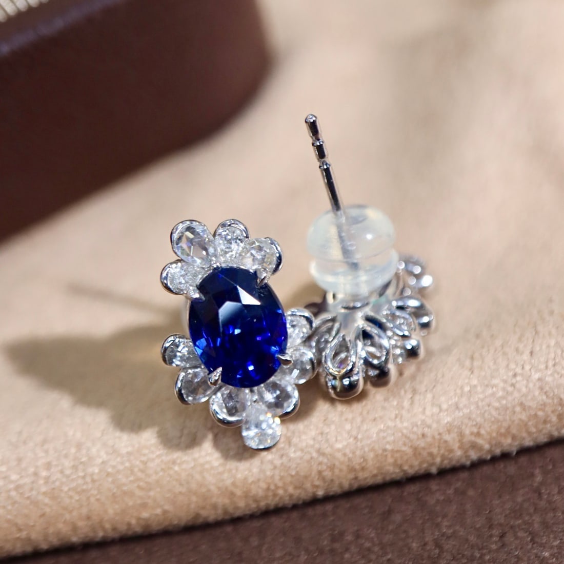14k Gold 3.45 Ctw Natural Sapphire & Diamond Earrings - 3