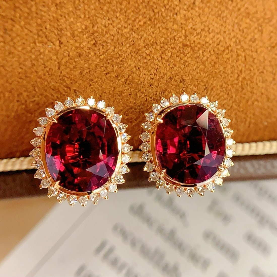 14k Gold 5.36 Ct Natural Tourmaline & Diamond Earrings - 4