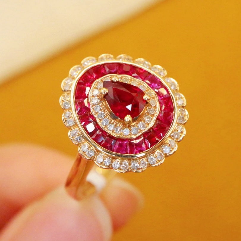 14k Gold 0.61 Ctw Natural Ruby & Diamond Ring - 3