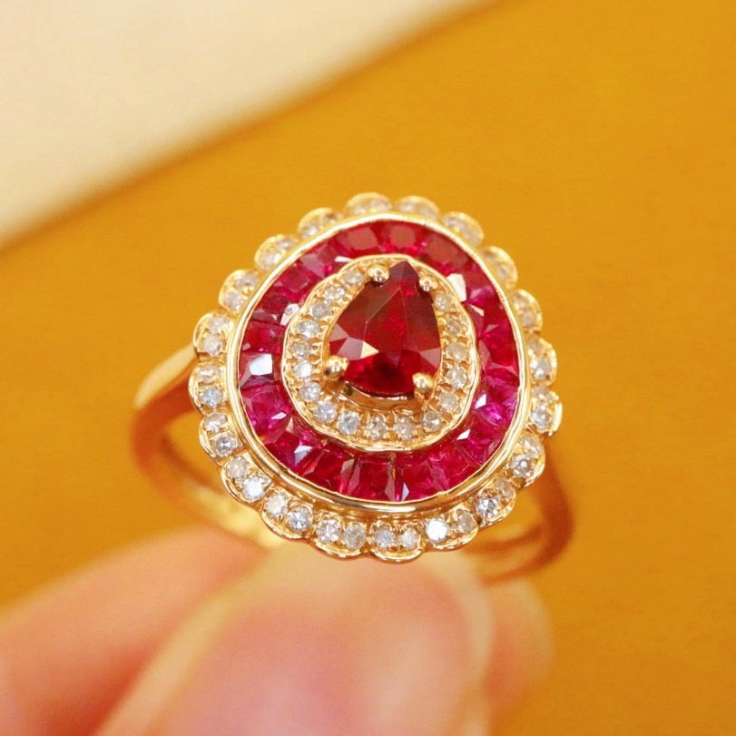 14k Gold 0.61 Ctw Natural Ruby & Diamond Ring - 4
