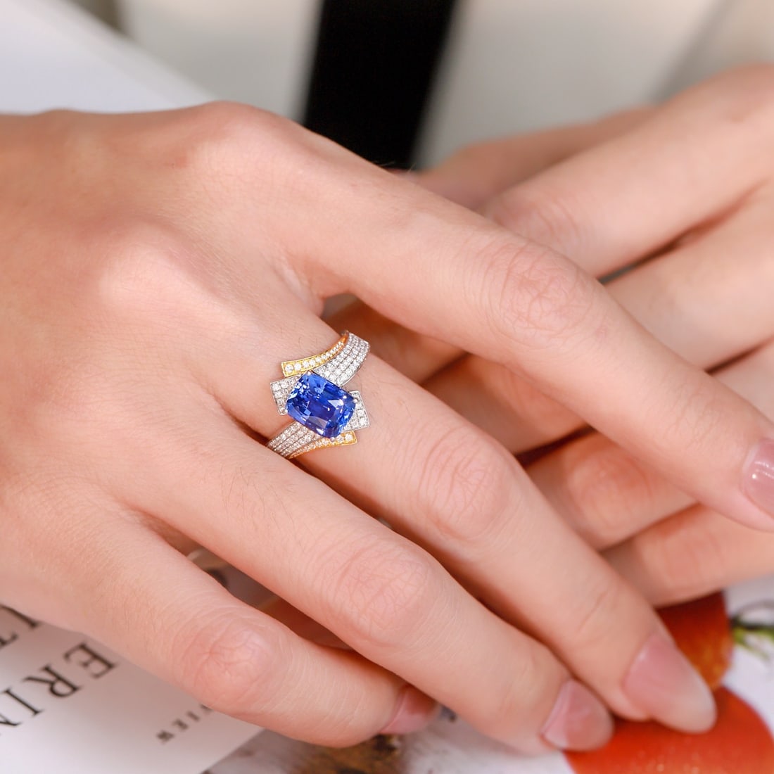 14k Gold 3.51 Ctw Natural Sapphire & Diamond Ring - 5