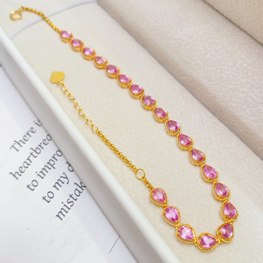 14k Gold 4.80 Ct Natural Sapphire Bracelet - 2