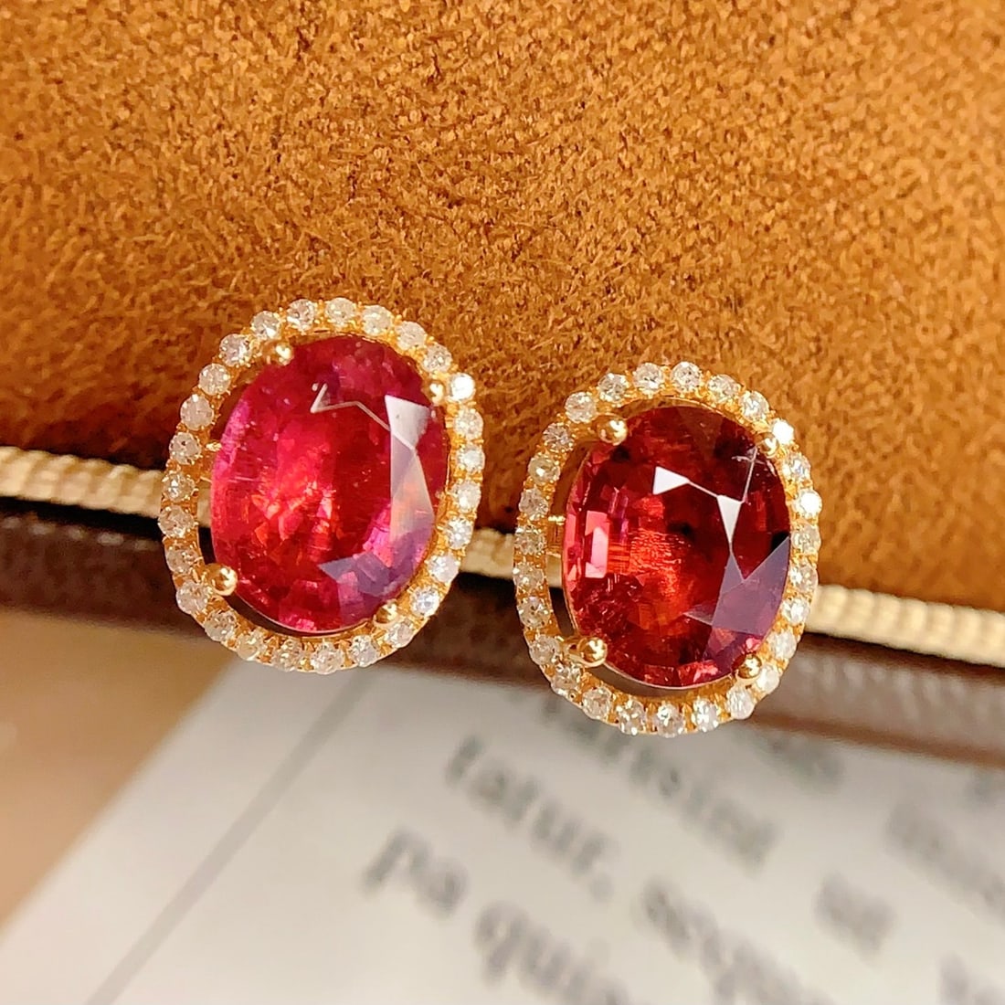 14k Gold 3.5 Ct Natural Tourmaline & Diamond Earrings - 4