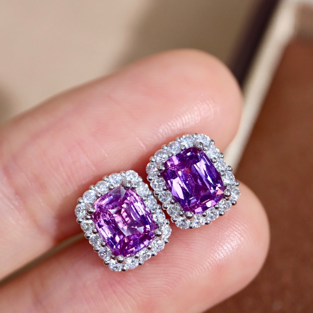 14k Gold 2.63 Ctw Natural Sapphire & Diamond Earrings - 6