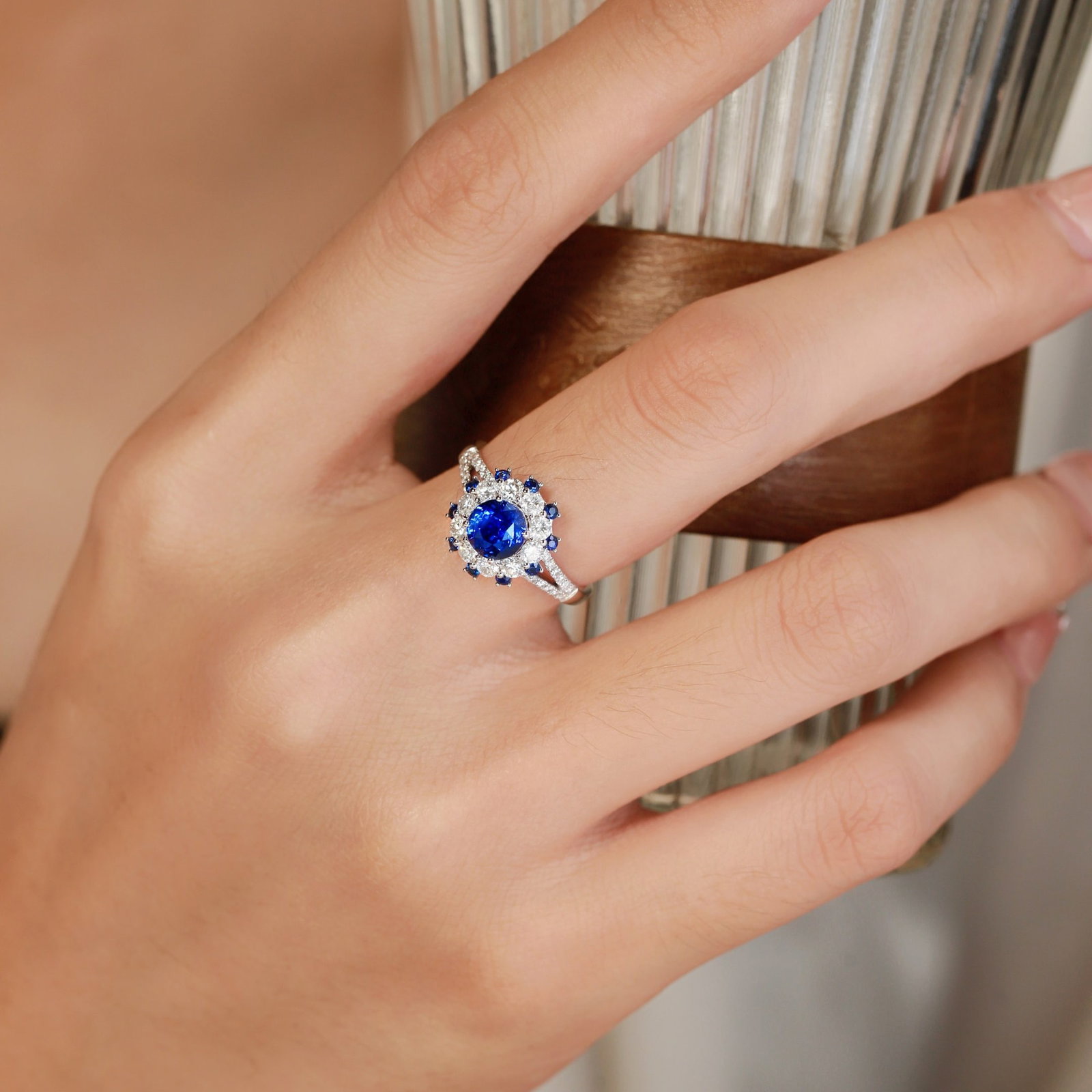 14k Gold 2.02 Ctw Natural Sapphire & Diamond Ring - 5