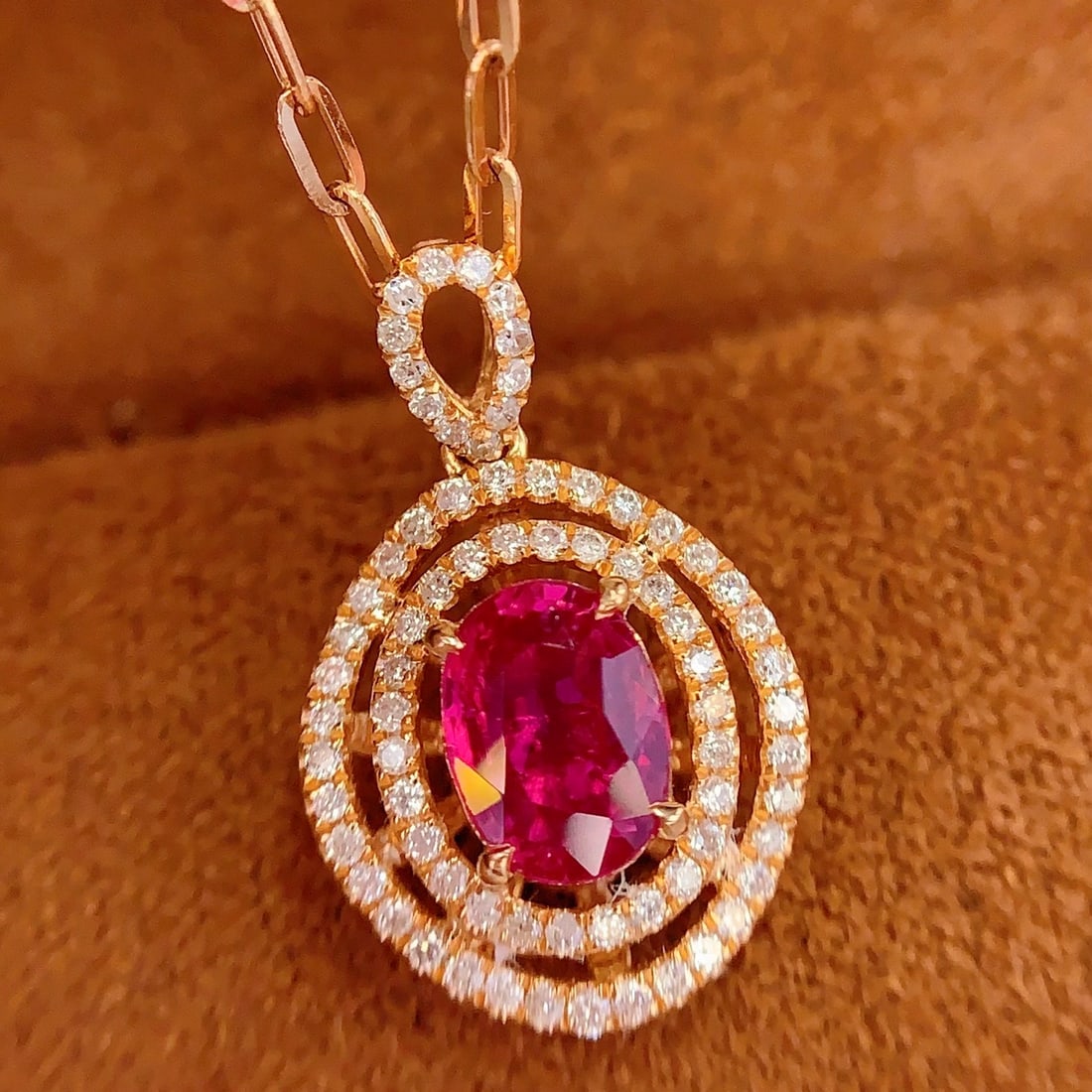 14k Gold 0.85 Ct Natural Ruby & Diamond Pendant( Without Chain ) - 5