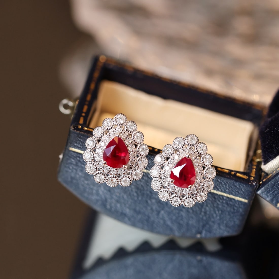 14k Gold 1.36 Ctw Natural Ruby & Diamond Earrings - 2