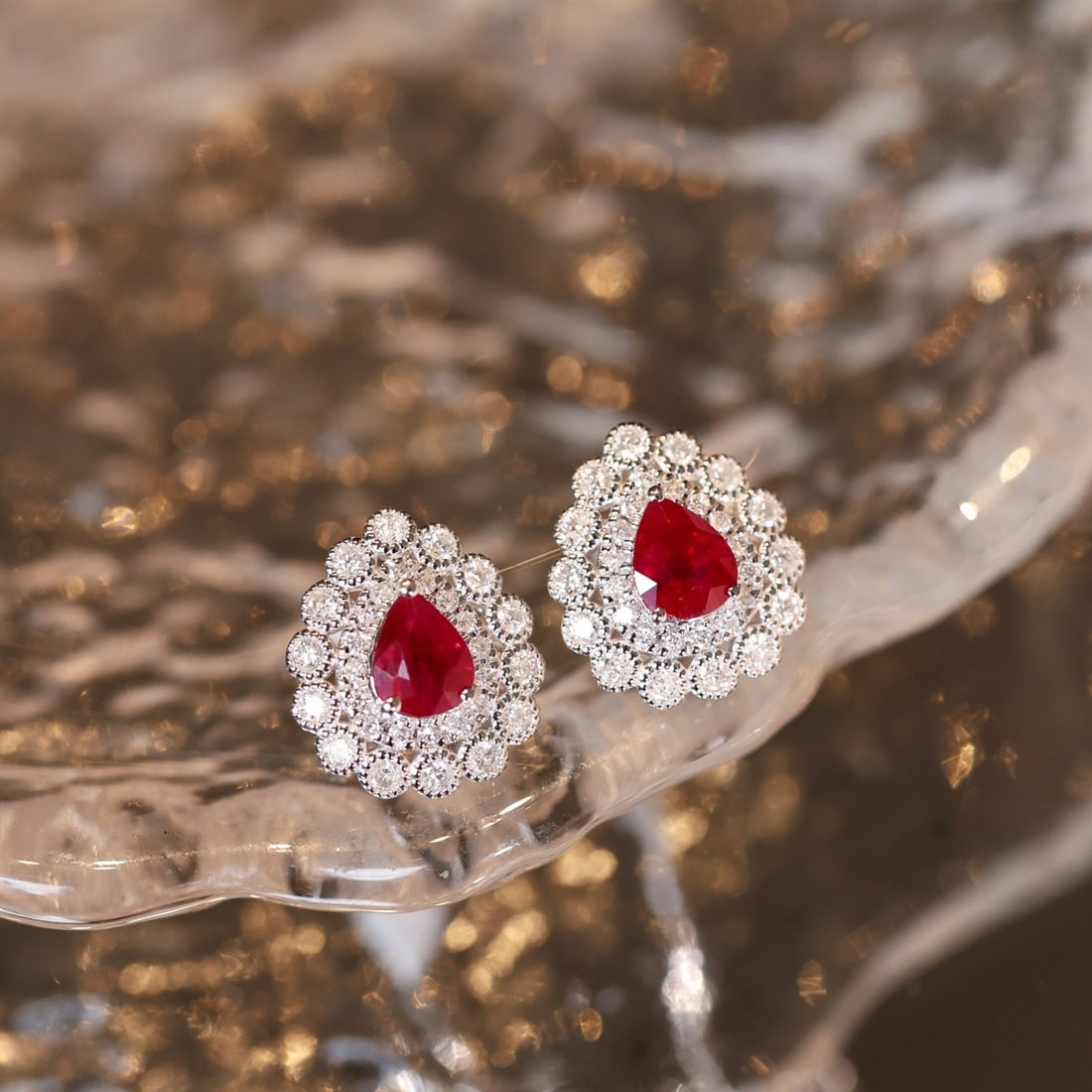 14k Gold 1.36 Ctw Natural Ruby & Diamond Earrings - 3