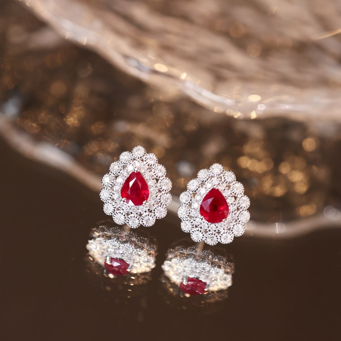 14k Gold 1.36 Ctw Natural Ruby & Diamond Earrings - 4
