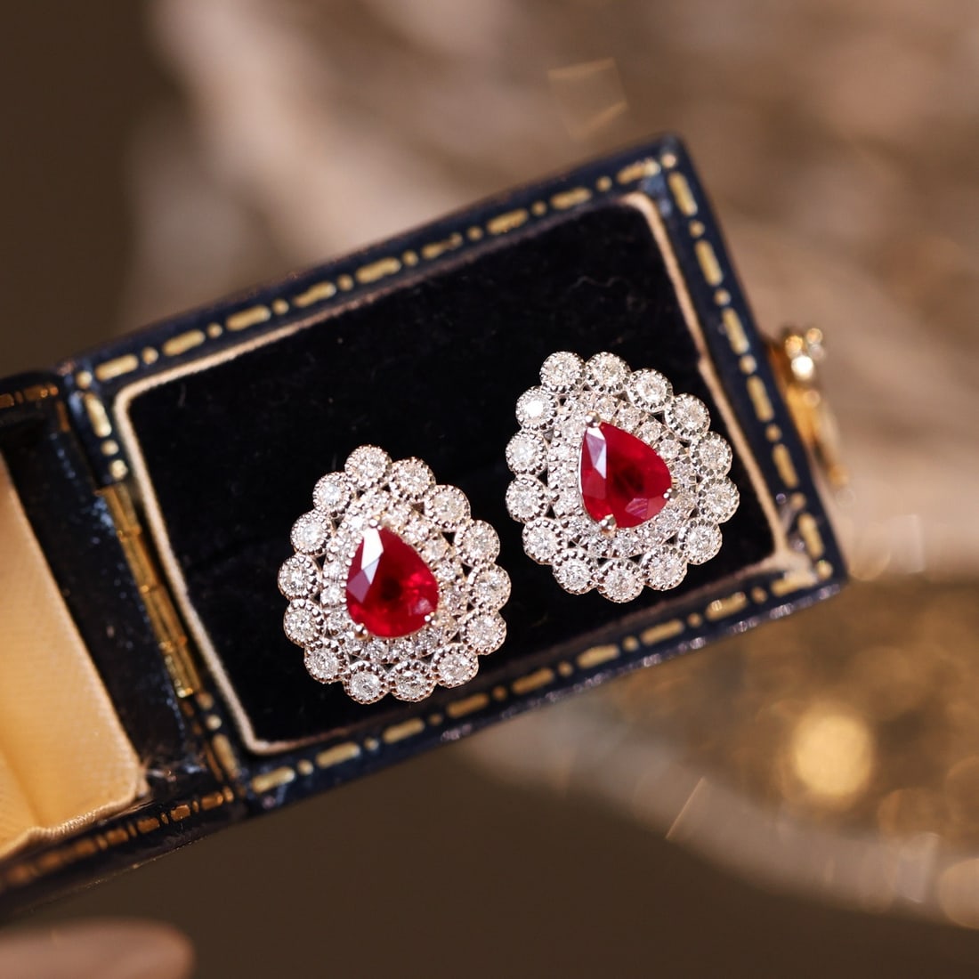14k Gold 1.36 Ctw Natural Ruby & Diamond Earrings - 6