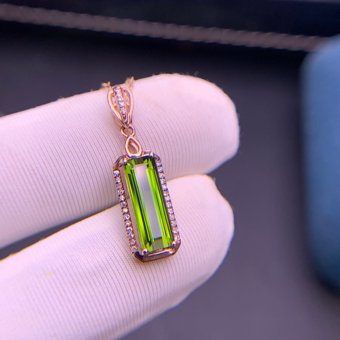 14k Gold 1.75 Ct Natural Tourmaline & Diamond Pendant( Without Chain ) - 3