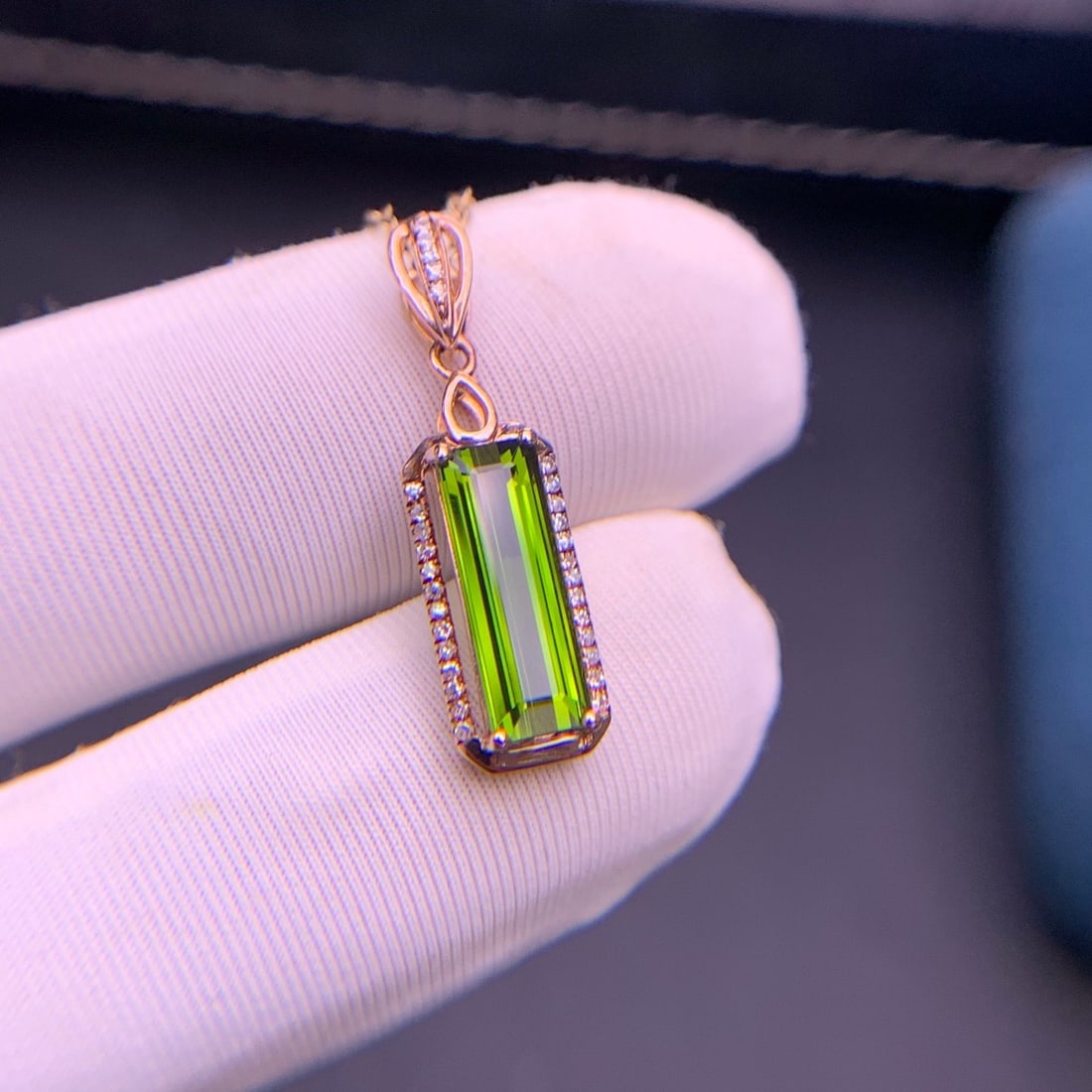 14k Gold 1.75 Ct Natural Tourmaline & Diamond Pendant( Without Chain ) - 4