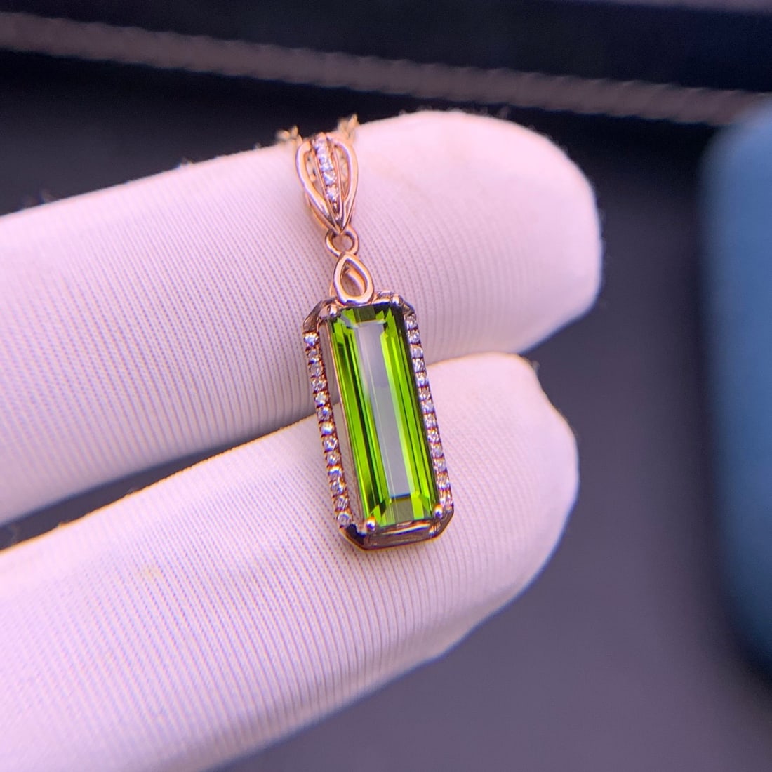 14k Gold 1.75 Ct Natural Tourmaline & Diamond Pendant( Without Chain ) - 6