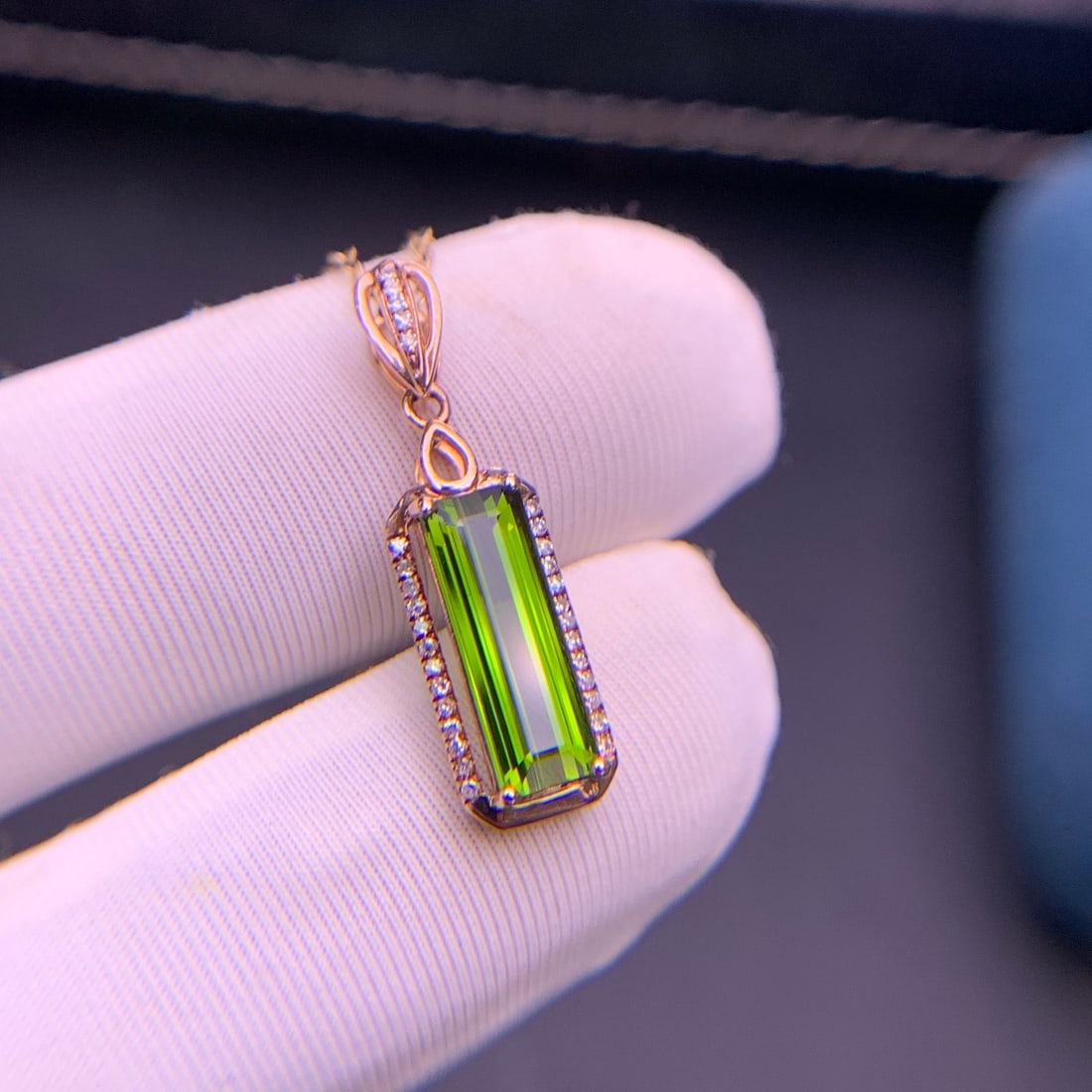 14k Gold 1.75 Ct Natural Tourmaline & Diamond Pendant( Without Chain ) - 7